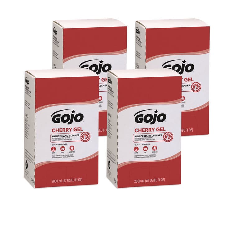 GO-JO INDUSTRIES Cherry Gel Pumice Hand Cleaner Refill, Cherry Scent, 2,000 mL, 4/Carton (GOJ729004)
