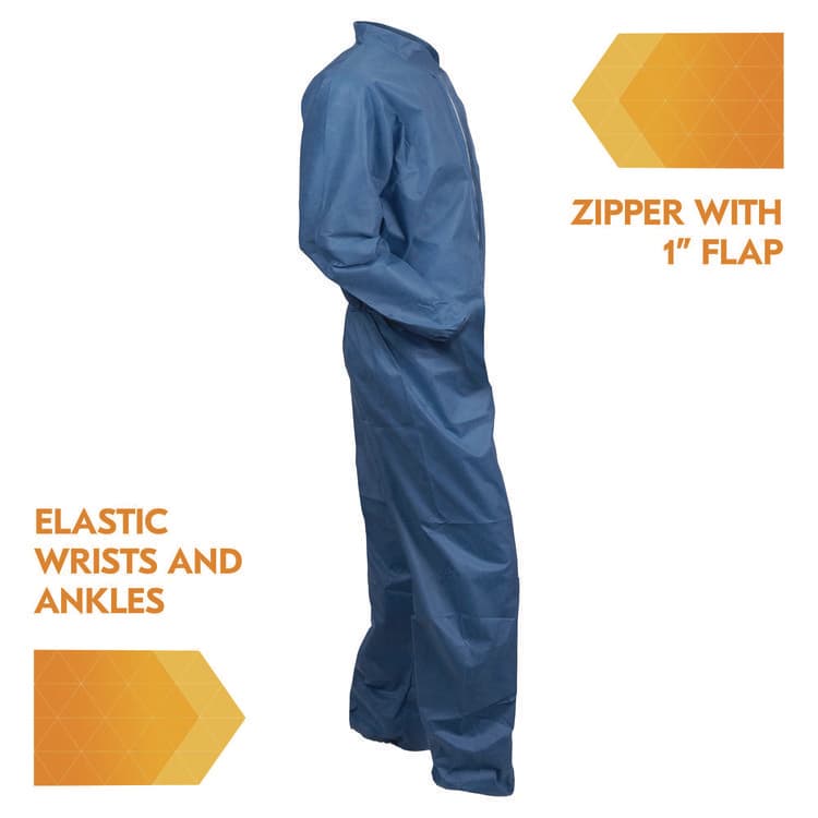 KIMBERLY-CLARK PROFESSIONAL A20 Breathable Particle Protection Coveralls, Zip Front, Elastic Back, Wrists, Ankles, 3X-Large, Blue, 20/Carton (ANS58506) thumbnail 4