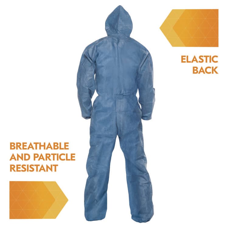 KIMBERLY-CLARK PROFESSIONAL A20 Breathable Particle Protection Coveralls, Zip Front, Hood, Elastic Back, Wrists, Ankles, 2X-Large, Blue, 24/Carton (ANS58515) thumbnail 3