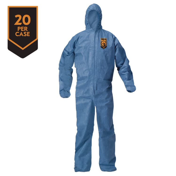 KIMBERLY-CLARK PROFESSIONAL A20 Breathable Particle Protection Coveralls, Zip Front, Hood, Elastic Back, Wrists, Ankles, 3X-Large, Blue, 20/Carton (ANS58516) thumbnail 2