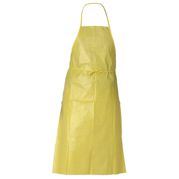 KIMBERLY-CLARK PROFESSIONAL A70 Chemical Spray Protection Aprons, Polyethylene-Coated Fabric, One Size Fits Most, Yellow, 100/Carton (ANS97790)