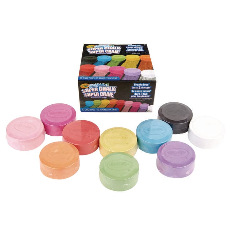 BINNEY & SMITH / CRAYOLA Super Chalk, 1" x 2.8" Diameter, 10 Assorted Colors, 10 Pucks/Box (CYO518303) thumbnail 2