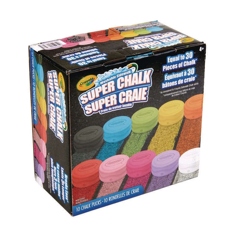 BINNEY & SMITH / CRAYOLA Super Chalk, 1" x 2.8" Diameter, 10 Assorted Colors, 10 Pucks/Box (CYO518303)