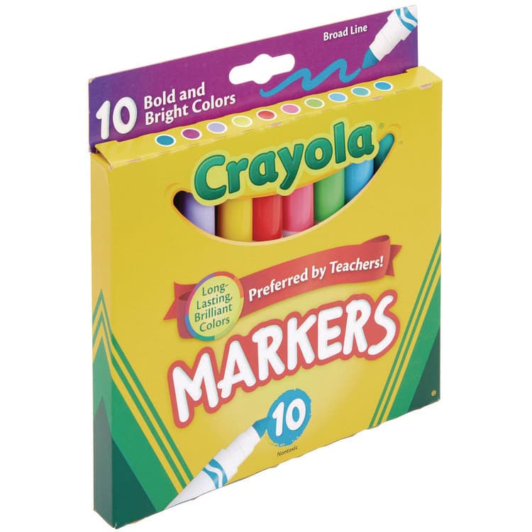 BINNEY & SMITH / CRAYOLA Non-Washable Marker, Broad Bullet Tip, Assorted Tropical Colors, 10/Pack (CYO587725) thumbnail 4
