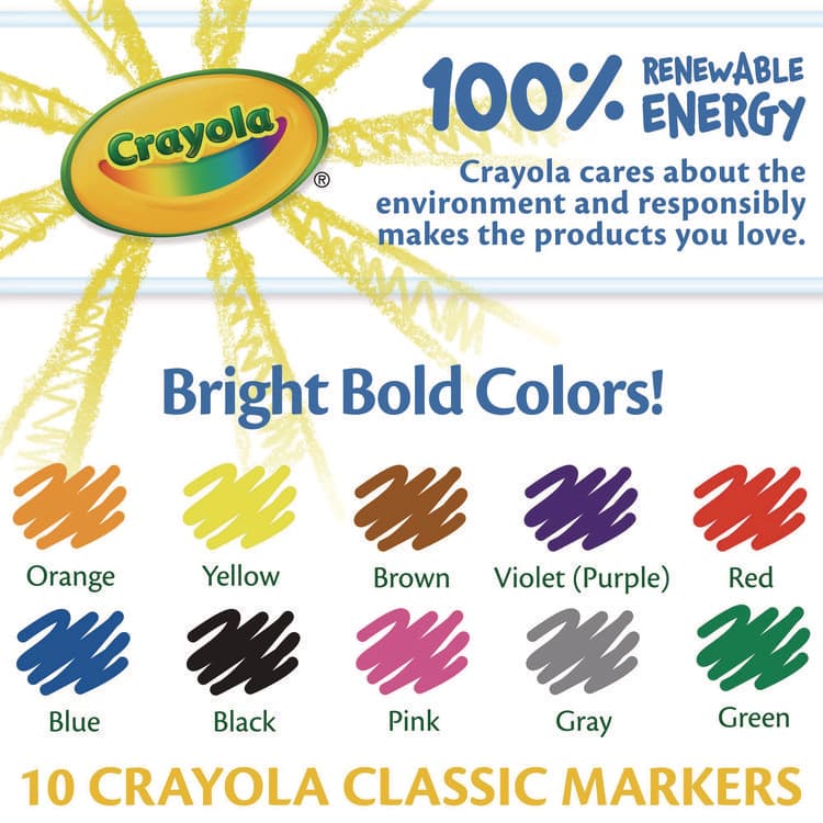 BINNEY & SMITH / CRAYOLA Non-Washable Marker, Fine Bullet Tip, Assorted Classic Colors, 10/Pack (CYO587726) thumbnail 4