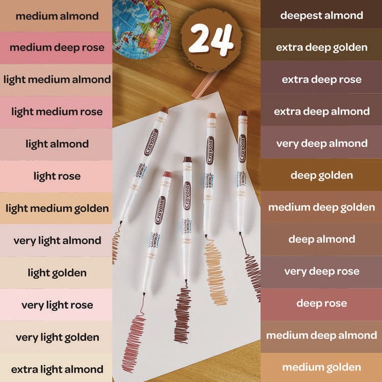 BINNEY & SMITH / CRAYOLA Colors of the World Washable Markers, Fine Bullet Tip, Assorted Colors, 24/Pack (CYO587810) thumbnail 4