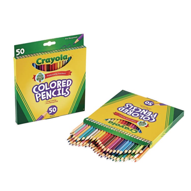 BINNEY & SMITH / CRAYOLA Long-Length Colored Pencil Set, 3.3 mm, 2B, Assorted Lead and Barrel Colors, 50/Box (CYO684050) thumbnail 2