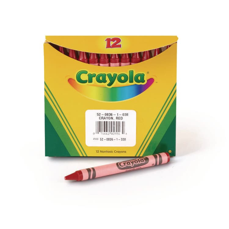 BINNEY & SMITH / CRAYOLA Bulk Crayons, Regular Size, 0.31" x 3.63", Red, 12/Box (CYO520836038)