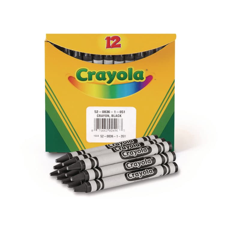 BINNEY & SMITH / CRAYOLA Bulk Crayons, Regular Size, 0.31" x 3.63", Black, 12/Box (CYO520836051)