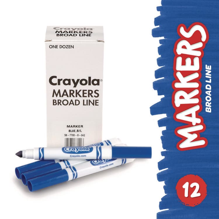 BINNEY & SMITH / CRAYOLA Broad Line Washable Markers, Broad Bullet Tip, Blue, 12/Box (CYO587800042) thumbnail 3