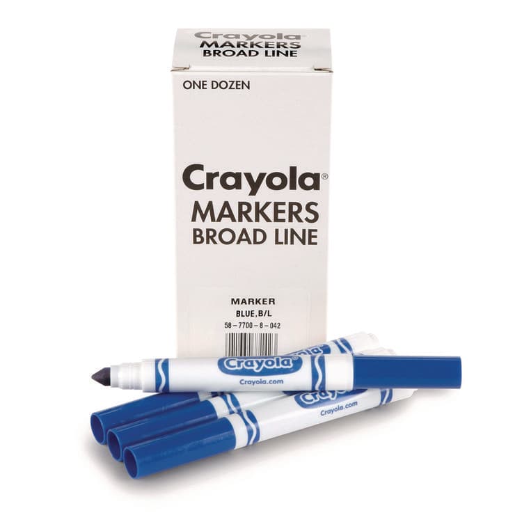 BINNEY & SMITH / CRAYOLA Broad Line Washable Markers, Broad Bullet Tip, Blue, 12/Box (CYO587800042)