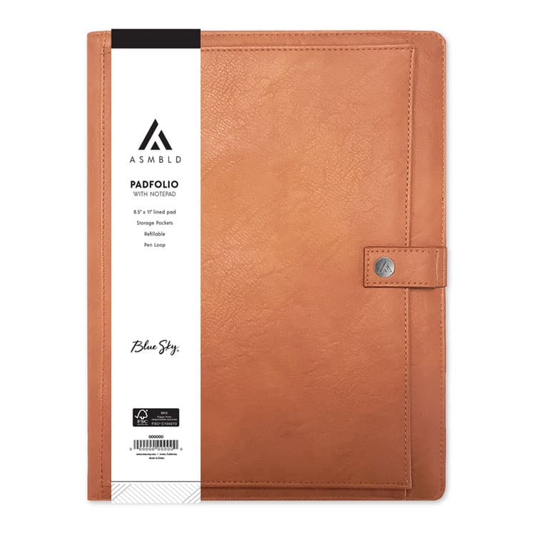 BLUE SKY ASMBLD Professional Faux Leather Padfolio, 8.5 x 11 Pad, 9.45 x 12.13, Snap Closure, Tan (BLS150537) thumbnail 3