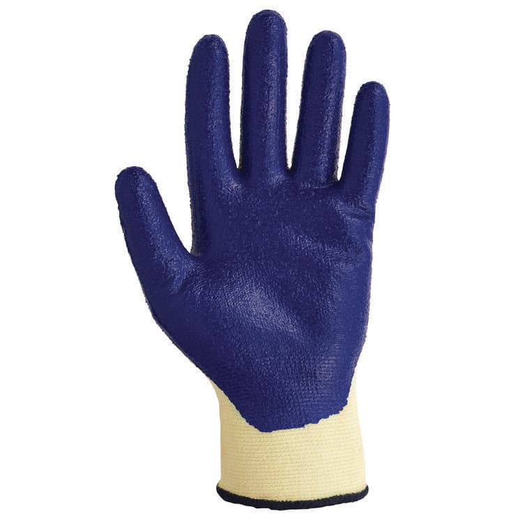 SMITH AND WESSON G60 Nitrile Coated Cut Resistant Gloves, EN388: 3221, Large (Size 9), Blue/Yellow, 12 Pairs (KCC98232) thumbnail 2