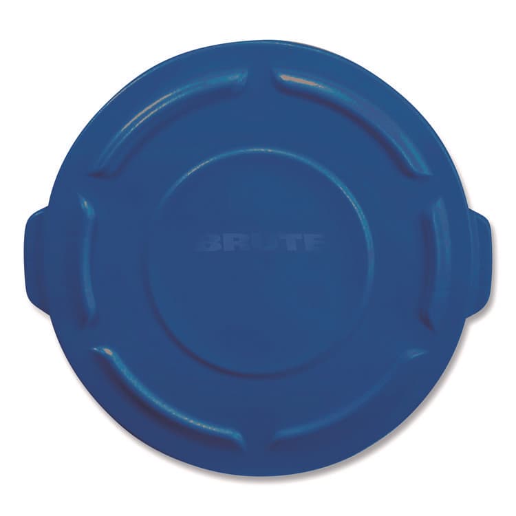 RUBBERMAID COMMERCIAL PROD. BRUTE Self-Draining Flat Top Lid for 55 gal Round Brute Containers, 26.75" Diameter, Blue, 3/Carton (RCP1779733CT)