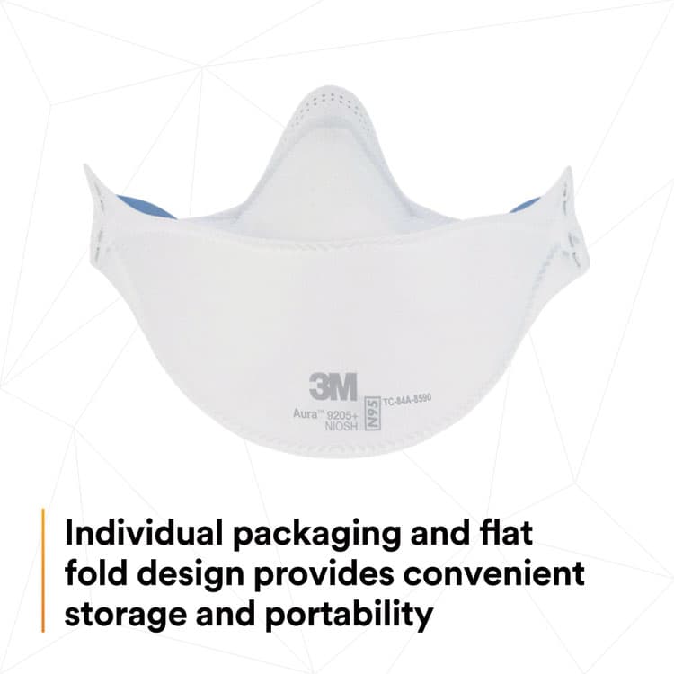 3M/COMMERCIAL TAPE DIV. Aura Particulate Respirator 9205+, Standard Size, 12/Carton (MMM9205PLUSCT) thumbnail 3