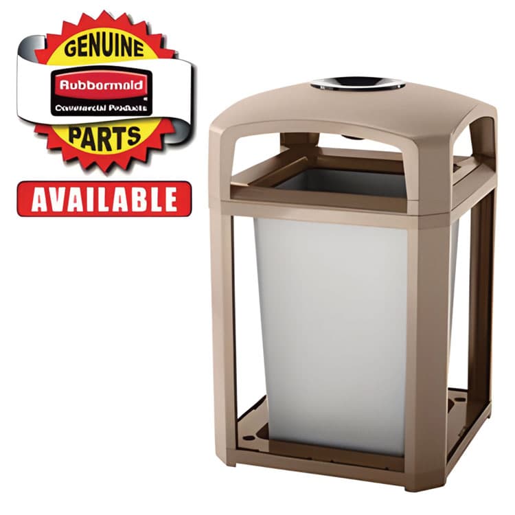 RUBBERMAID COMMERCIAL PROD. Dome Top with Hole for Landmark Series Waste Receptacle, 26" Diameter, Driftwood (SGSFG3975M2DWOO) thumbnail 3