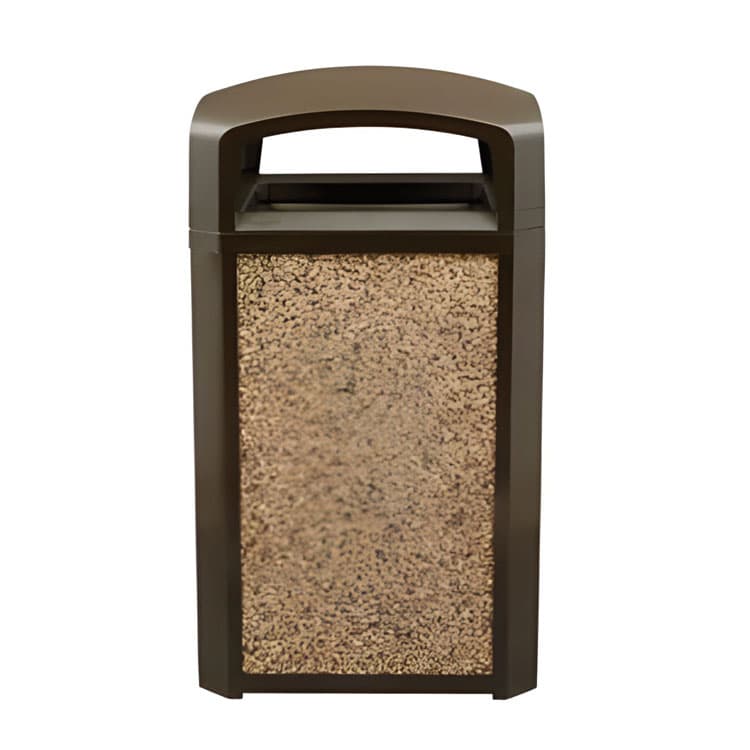 RUBBERMAID COMMERCIAL PROD. Dome Top with Hole for Landmark Series Waste Receptacle, 26" Diameter, Driftwood (SGSFG3975M2DWOO) thumbnail 4