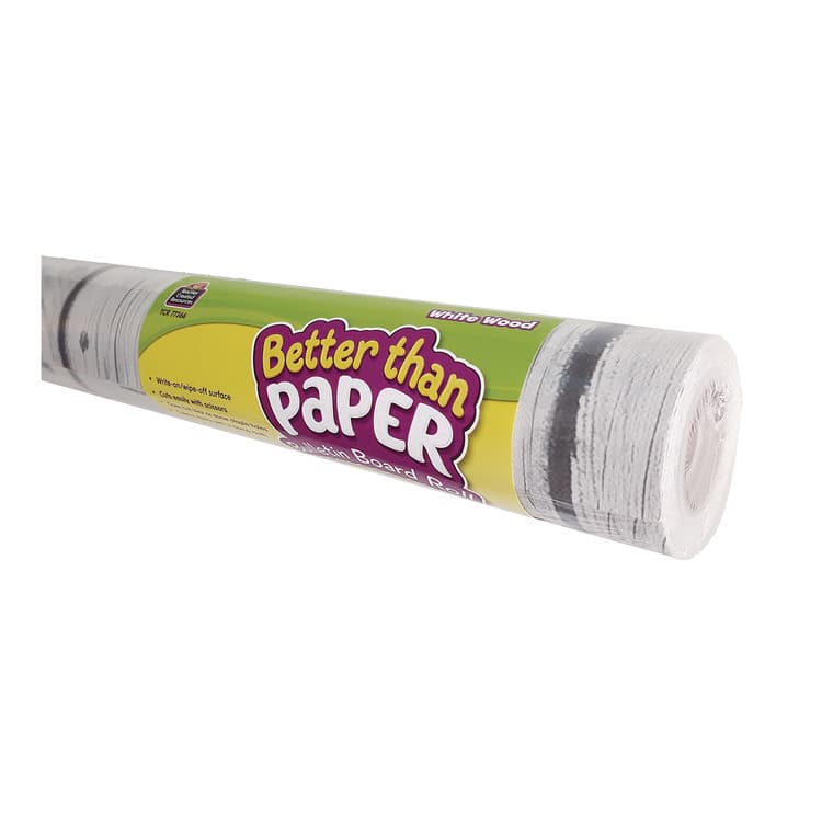 TEACHER CREATED RESOURCES Better Than Paper Bulletin Board Roll, 4 ft x 12 ft, White Wood (TCR77366)