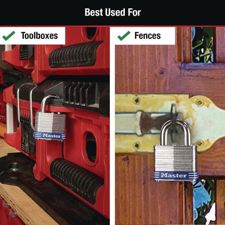 MASTER LOCK COMPANY Four-Pin Tumbler Lock, Laminated Steel Body, 1.56" Wide, Silver/Blue, 2 Keys (MLK3D) thumbnail 4