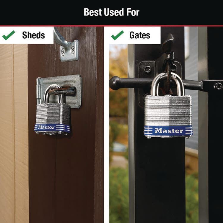 MASTER LOCK COMPANY Four-Pin Tumbler Laminated Steel Lock, 2" Wide, Silver/Blue, 2 Keys (MLK5D) thumbnail 3