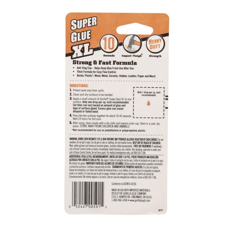 GORILLA GLUE COMPANY Super Glue, 0.88 oz, Dries Clear (GOR7400202) thumbnail 4