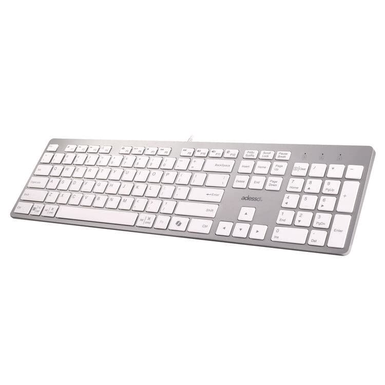 ADESSO AKB-730UW Keyboard, Silver/White (ADEAKB730UW) thumbnail 2