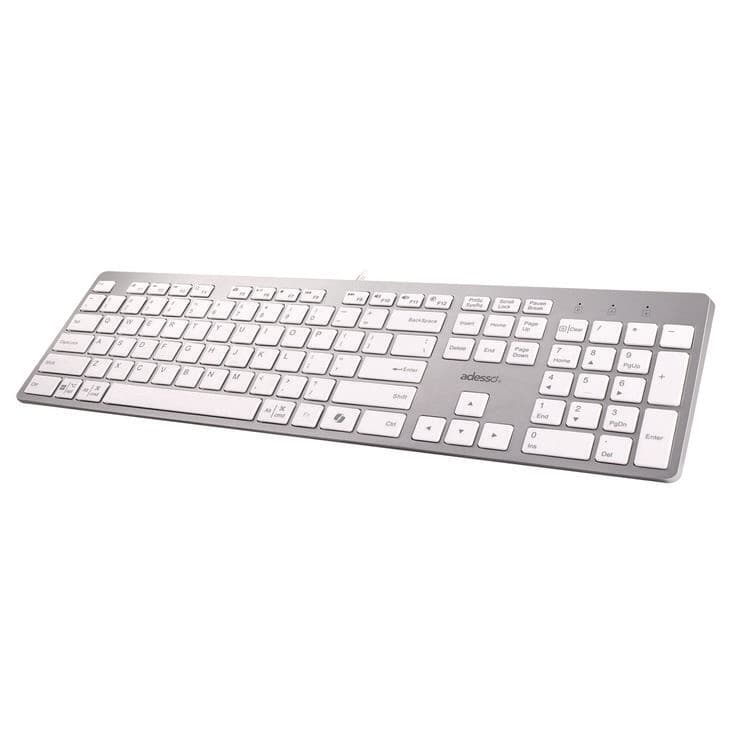 ADESSO AKB-730UW Keyboard, Silver/White (ADEAKB730UW) thumbnail 3