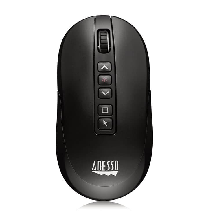 ADESSO iMouse P40 Wireless Multifunctional Presenter Mouse, 2.4 GHz Frequency/100 ft Wireless Range, Left/Right, Black (ADEIMOUSEP40)