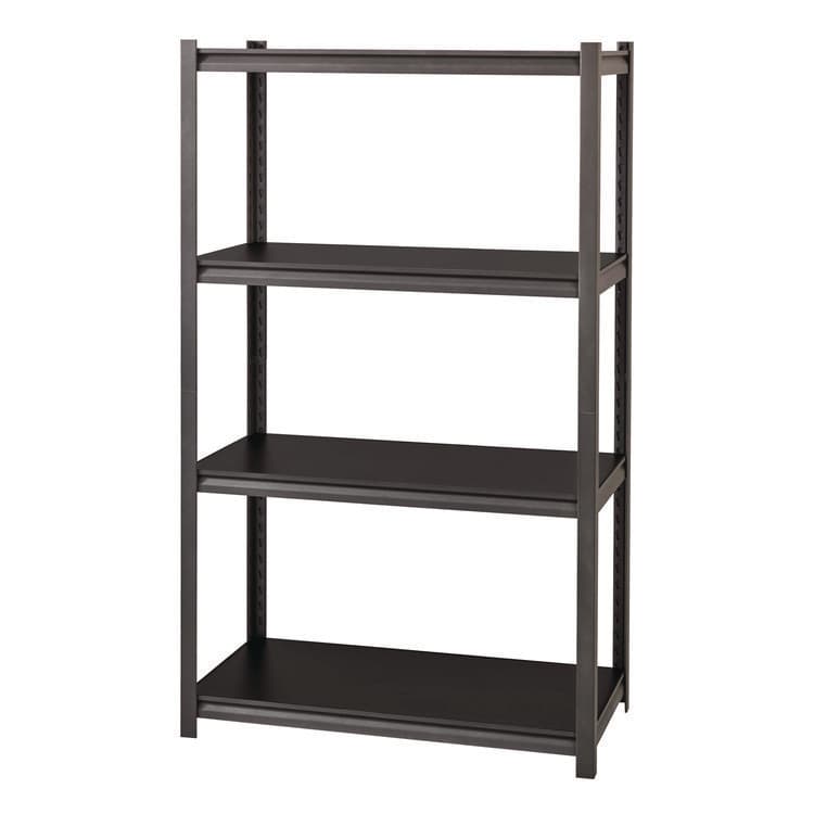 ALERA Steel Shelving Unit with Laminate Shelves, Four-Shelf, 36w x 18d x 60h, Steel, Black/Gun Metal Gray (ALESU601836L) thumbnail 4