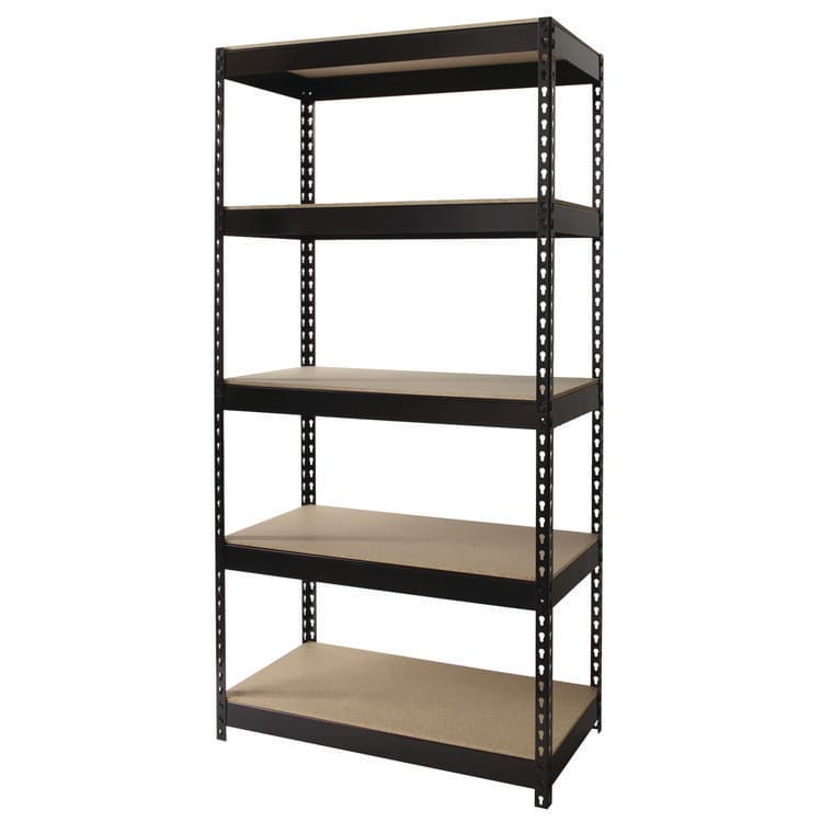 ALERA Steel Shelving Unit with Particleboard Shelves, Five-Shelf, 36w x 18d x 72h, Steel, Black (ALESU721836P) thumbnail 2