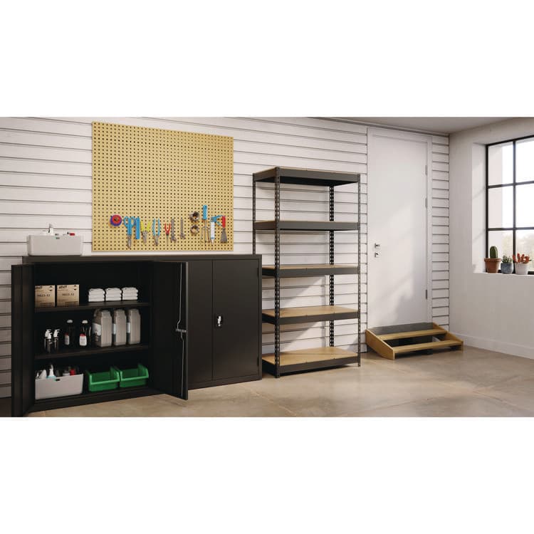 ALERA Steel Shelving Unit with Particleboard Shelves, Five-Shelf, 36w x 18d x 72h, Steel, Black (ALESU721836P) thumbnail 4