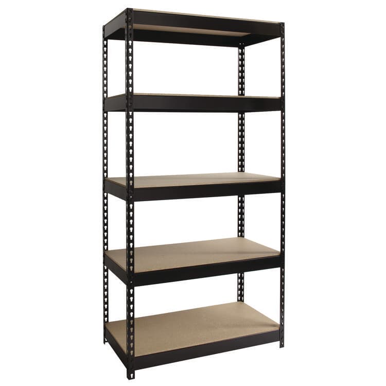 ALERA Steel Shelving Unit with Particleboard Shelves, Five-Shelf, 36w x 18d x 72h, Steel, Black (ALESU721836P)