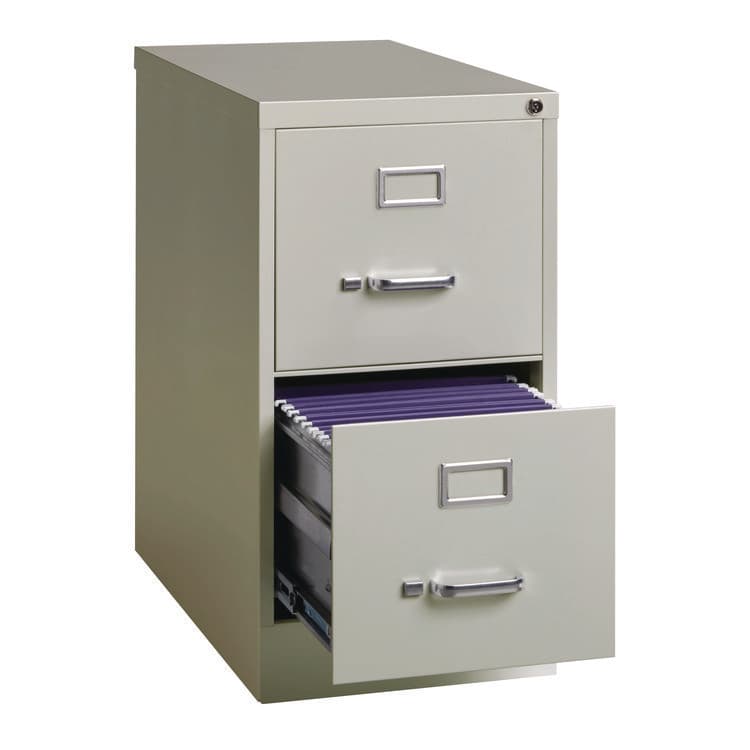 ALERA Two-Drawer Economy Vertical File, 2 Letter-Size File Drawers, Light Gray, 15" x 25" x 28.38" (ALEHVF1529LG) thumbnail 4