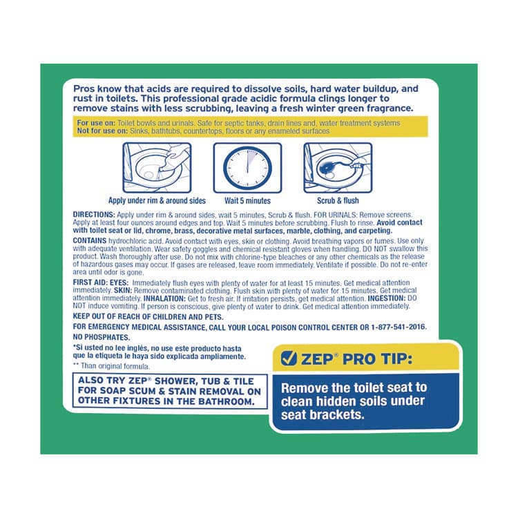 ZEP . Acidic Toilet Bowl Cleaner, Mint, 32 oz Bottle (ZPEZUATBC32EA) thumbnail 2