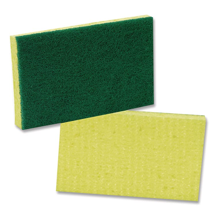 3M/COMMERCIAL TAPE DIV. Medium-Duty Scrubbing Sponge 74, 3.6 x 6.1, 0.7" Thick, Yellow/Green (MMM74EA) thumbnail 2