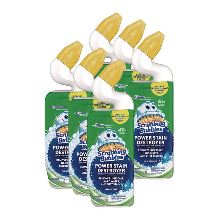 SC JOHNSON Power Stain Destroyer Toilet Bowl Disinfectant, Rainshower Scent, 24 oz Bottle, 6/Carton (SJN387234)