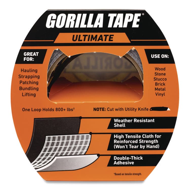 GORILLA GLUE COMPANY Ultimate Tape, 3" Core, 1.88" x 20 yd, Black (GOR113499) thumbnail 2