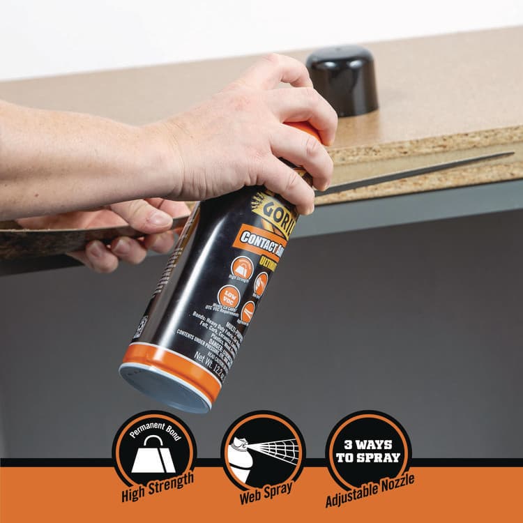 GORILLA GLUE COMPANY Contact Adhesive Ultimate, 12.2 oz Aerosol Spray, Dries Light Yellow (GOR109852) thumbnail 4