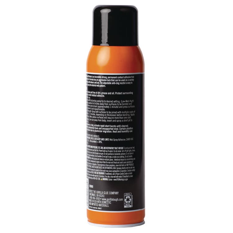 GORILLA GLUE COMPANY Contact Adhesive Ultimate, 12.2 oz Aerosol Spray, Dries Light Yellow (GOR109852) thumbnail 3