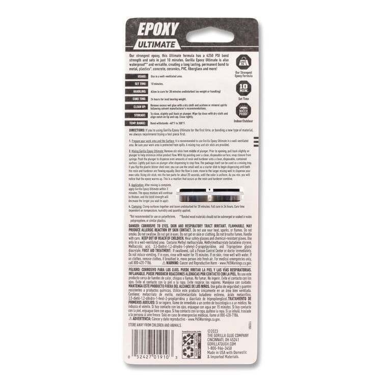 GORILLA GLUE COMPANY Epoxy Ultimate, 0.85 oz Syringe, Dries Black (GOR113442) thumbnail 4