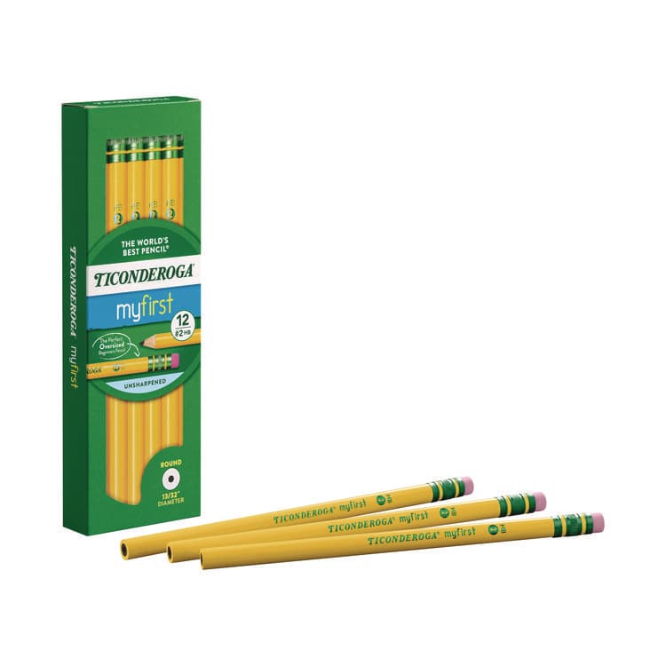 DIXON TICONDEROGA CO. Ticonderoga Beginners Woodcase Pencil with Eraser and Microban, HB (#2), Black Lead, Yellow Barrel, 12/Pack (DIX133080002) thumbnail 3
