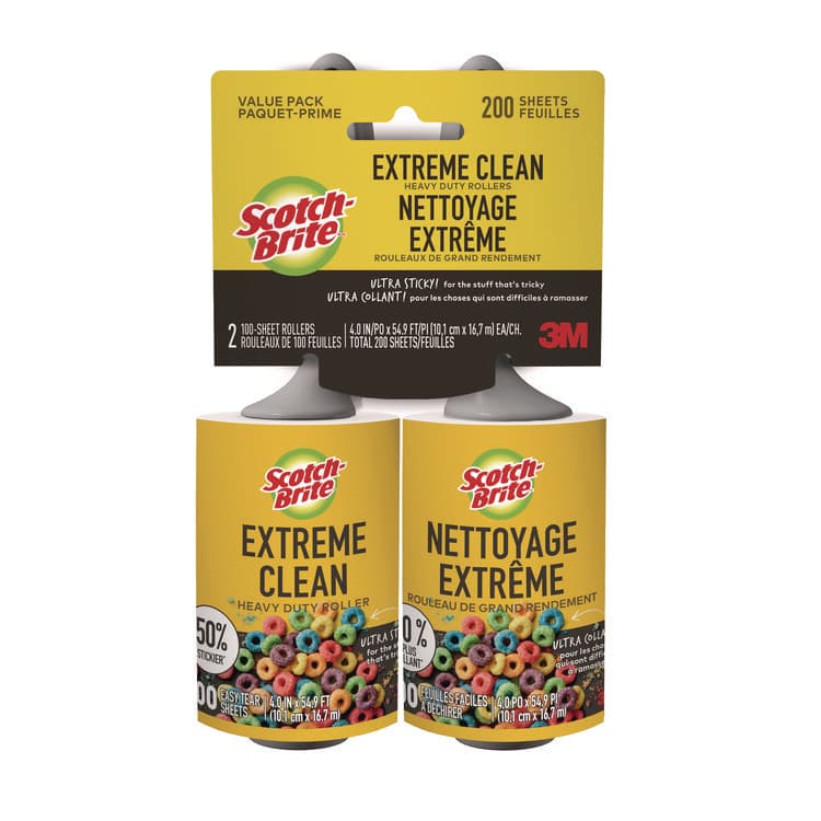 3M/COMMERCIAL TAPE DIV. Extreme Clean Lint Roller, 100 Sheets/Roll, 2/Pack (MMM830RS100TP)