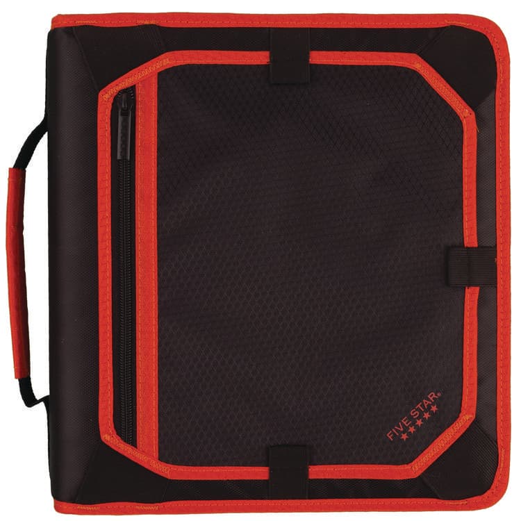 MEAD PRODUCTS Zipper Binder, 3 Rings, 2" Capacity, 11 x 8.5, Black/Red Accents (MEA29052CE8)