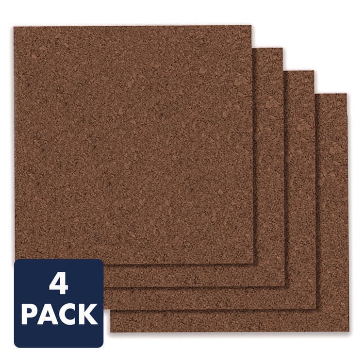 QUARTET MFG. Cork Panels, 12" x 0.38" x 12", Brown, 4/Pack (QRT101) thumbnail 2