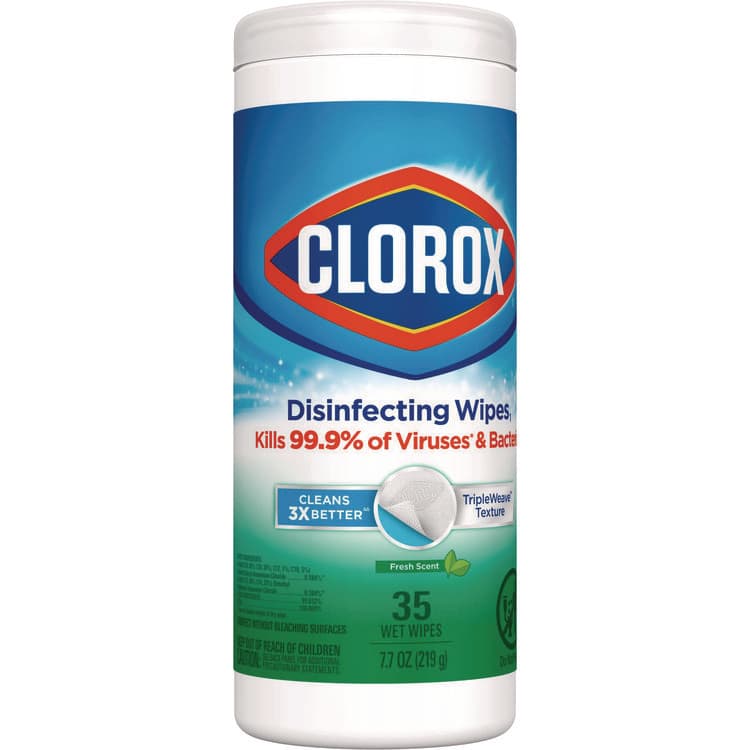 CLOROX SALES CO. Disinfecting Wipes, Bleach Free Cleaning Wipes, 1-Ply, 7 x 8, Fresh Scent, White, 35/Canister, 12 Canisters/Carton (CLO01593CT) thumbnail 2