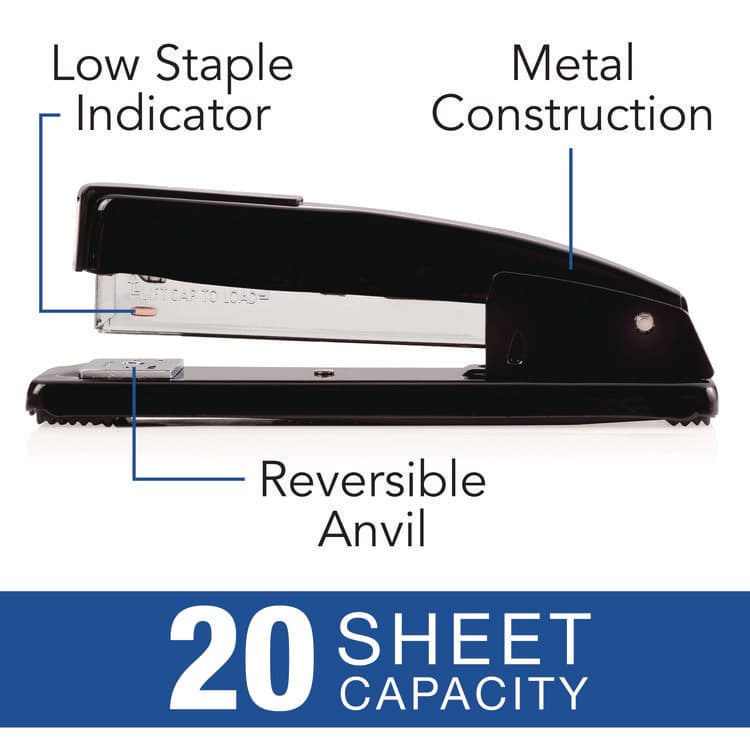 ACCO BRANDS, . Commercial Full Strip Desk Stapler, 20-Sheet Capacity, Black (SWI44401S) thumbnail 3