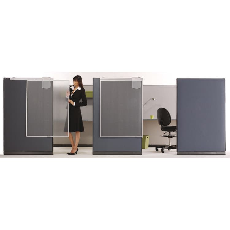 GBC-COMMERCIAL & CONSUMER GRP Workstation Privacy Screen, 36w x 48d, Translucent Clear/Silver (QRTWPS1000) thumbnail 2