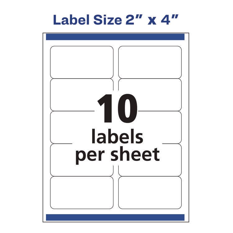 AVERY PRODUCTS CORPORATION White Shipping Labels-Bulk Packs, Inkjet/Laser Printers, 2 x 4, White, 10/Sheet, 250 Sheets/Box (AVE95945) thumbnail 4