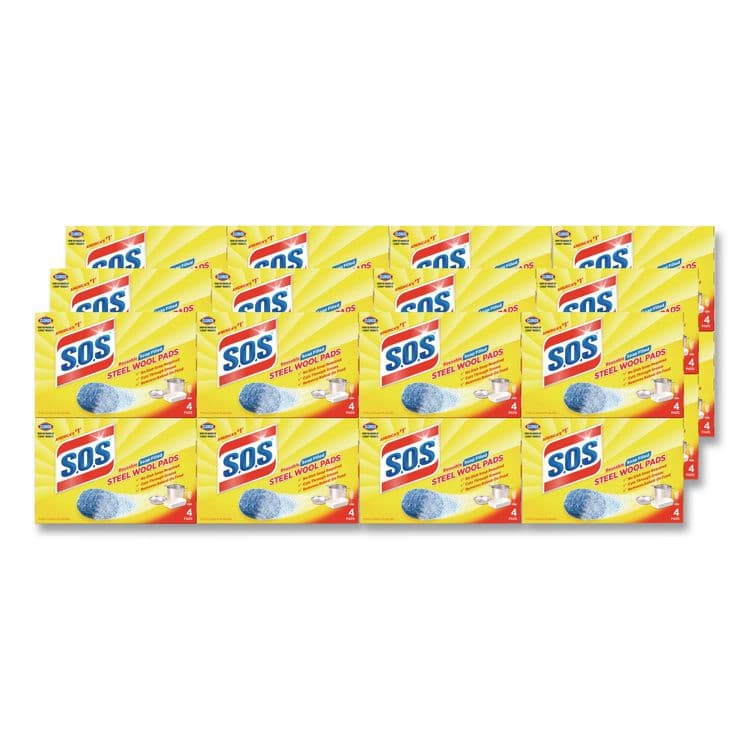CLOROX SALES CO. Steel Wool Soap Pads, Steel, 4/Box, 24 Boxes/Carton (CLO98041)