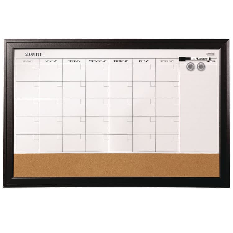QUARTET MFG. Magnetic Combination Board Calendar, Monthly Planning/Scheduling, 35" x 23", Tan/White Surface, Black Wood Frame (QRT79284) thumbnail 2